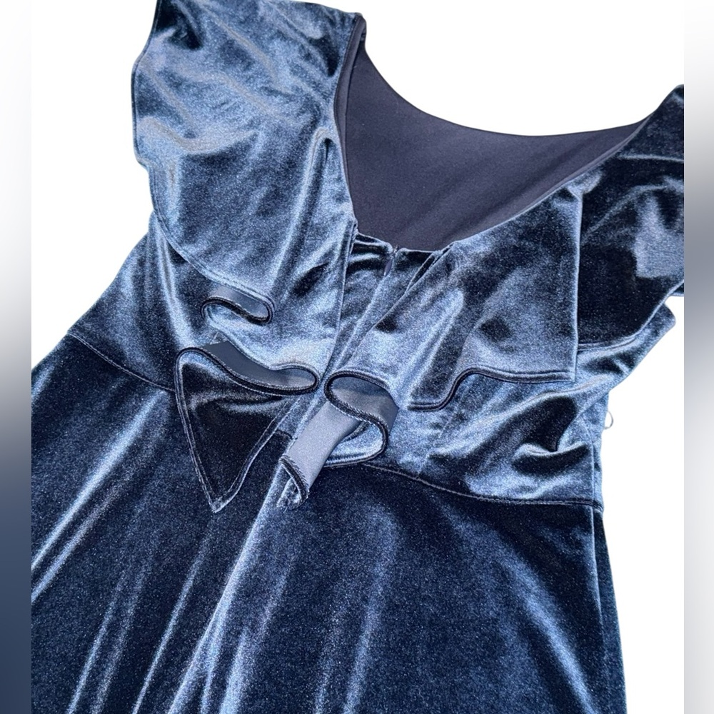 NWT London Times Velvet Fit & Flare Dress | Size 4 | Navy | MSRP $70